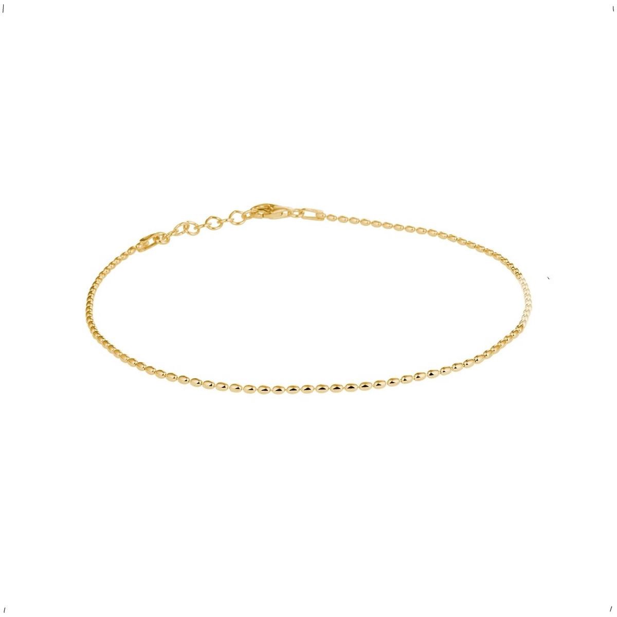 Enkelbandjes Dames - Geelgoud op Zilver - bolletjes - 1,5mm - 26cm - Ballchain - zilver 925