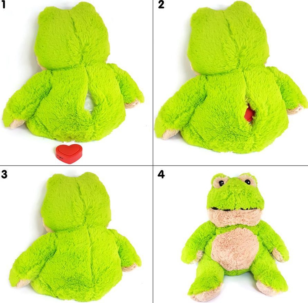 Knuffel met jouw ingesproken bericht [MP3 + Microfoon] | Kikker knuffel 45cm | Inclusief Voice Recorder | Cadeau: Valentijn – Moederdag – Vaderdag – Kraamcadeau | Knuffel met geluid met jouw eigen stem | Knuffel Boodschap – Message in a Cuddle — afbeelding 2