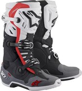 ALPINESTARS TECH 10 SUPERVENTED BLACK WHITE MID GRAY RED MOTORCYCLE BOOTS-8 - Maat - Laars