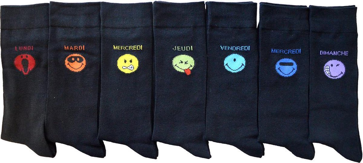 Heren Mannen happy Smiley socks - Multipack 7 PAAR Sokken - JOY - Maat 39-42 - Smiley