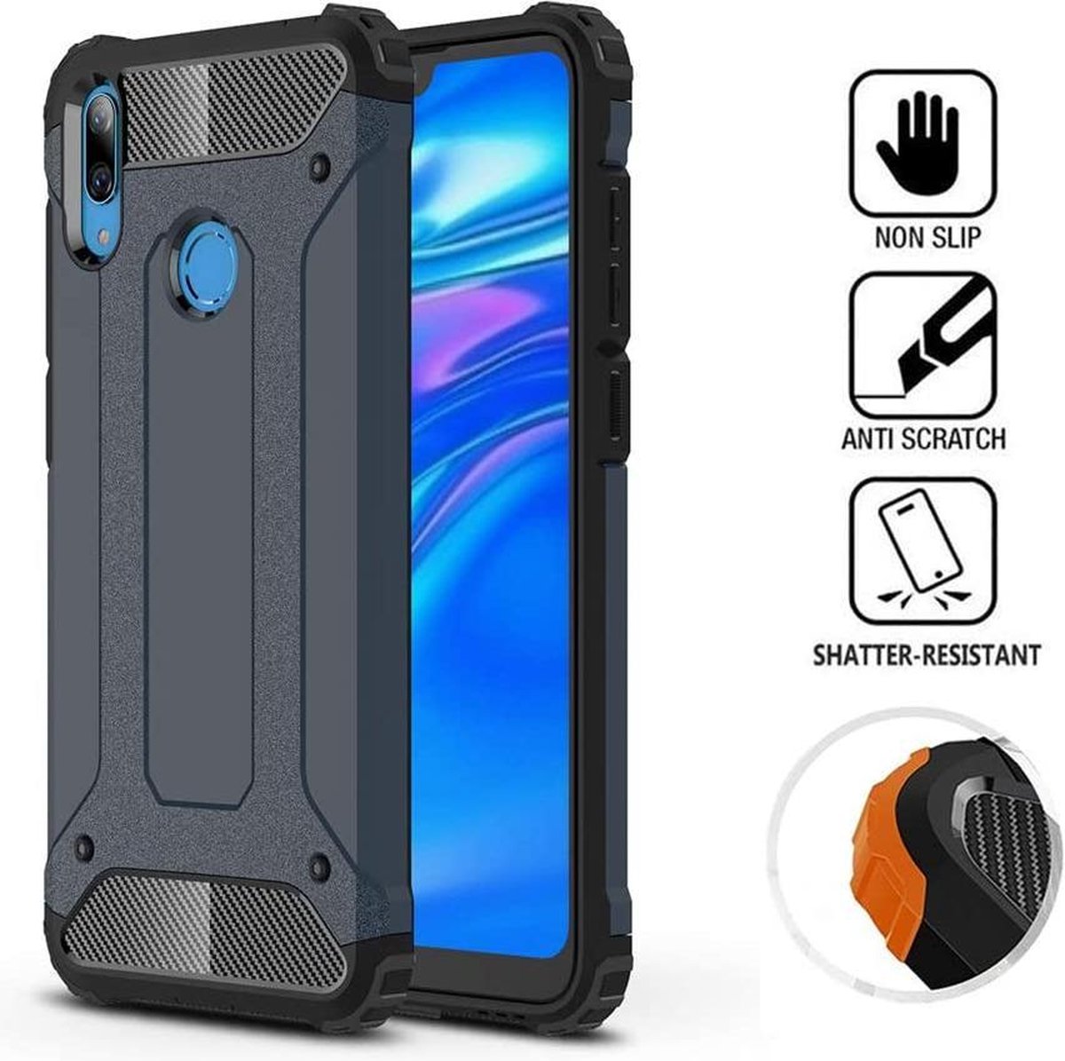 Hoesje Geschikt voor: Samsung Galaxy S10 Lite 2020 Armor Hybrid - Blauw