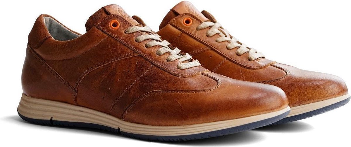 Travelin Harwich Leren heren sneakers Cognac - Schoenen.nl