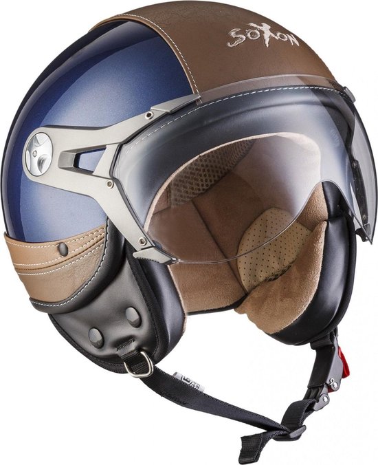 SOXON SP-326 Urban Blauw jethelm XS 53-54cm hoofdomtrek, met vizier,  motorhelm, | bol.com