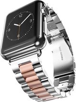 Wabando Schakelarmband Snazzy Silver Pink Golden Stripe compatibel met Apple Watch 41/40/38 mm