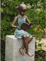 Tuinbeeld - bronzen beeld - Meisje met boek                - Bronzartes - 64 cm hoog