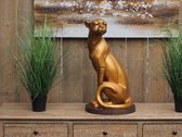 Tuinbeeld - bronzen beeld - Zittende jaguar - Bronzartes - 59 cm hoog