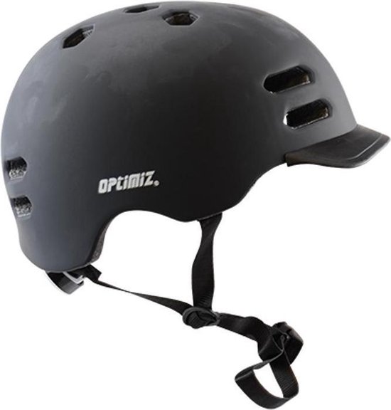 Casque de Vélo Adultes Optimiz - 58 / 61cm - Noir Mat - Éclairage arrière pour vélo