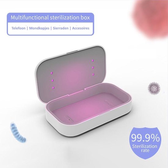 LEICKE UV Handy Sterilisator box | UV Desinfektionsbox mit Wireless Charger, tragbares UV Smartphone Desinfektionsmittel | Ideal für Masken, Handschuhe, Brillen, Schlüssel, Schmuck usw