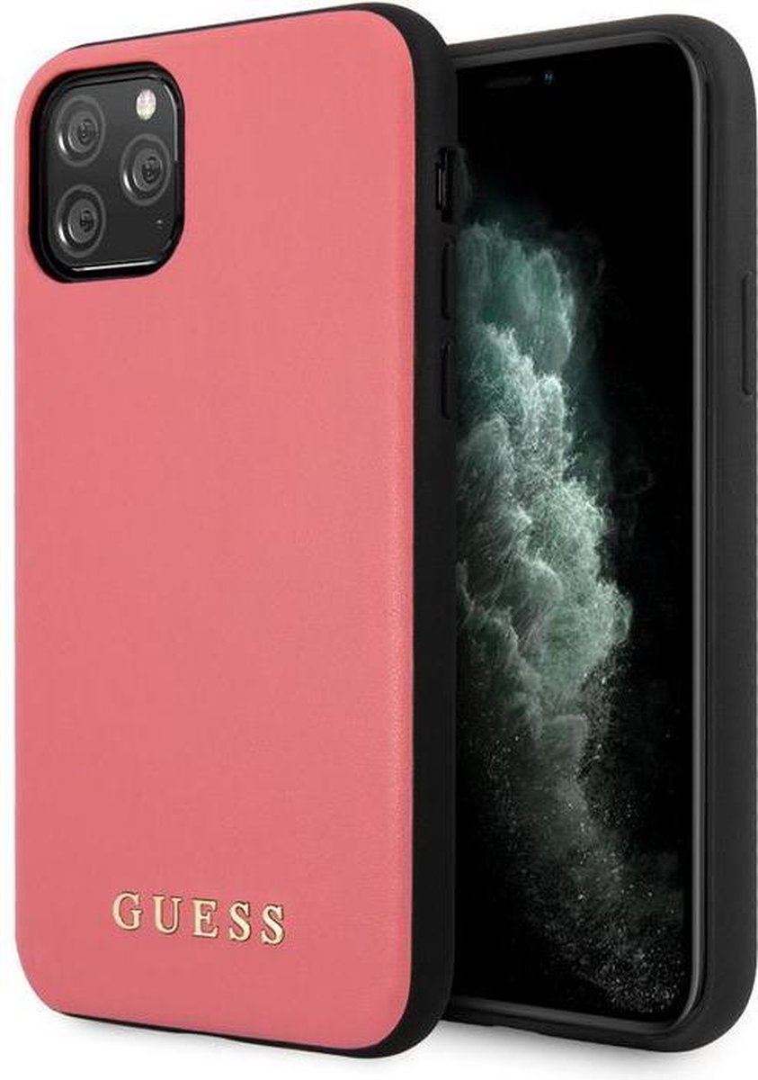 Guess PU Leather Back Case - Geschikt voor Apple iPhone 11 Pro Max (6.5") - Roze