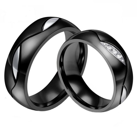 Zoëies® ring voor hem zwart met zilverkleurig motief