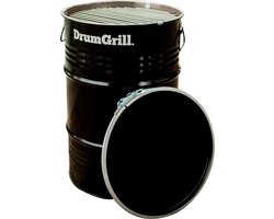 Drumgrill Small - Houtskoolbarbecue - Zwart Staal - Ø40x58 cm - 60L Olievat - Vuurkorf & Bijzettafel in 1 - Industrieel Design