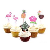 Cupcake Decoratie - 24 Stuks - Cupcake Toppers - Tropical Cocktailprikker- Hawaii Decoratie