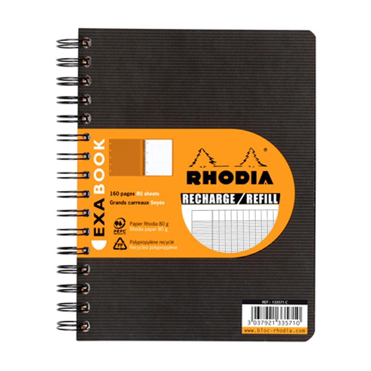 Rhodia ExaBook Refill – A5+ Zwarte rechthoek geruit