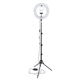 Bella Illumina - Ringlamp met Statief (compleet verstelbaar) - 14 Inch - 196 cm hoog - Drie Verschillende Warmtes - Met Telefoonhouder, Make-up Spiegel en Selfieknop - Ringlight -