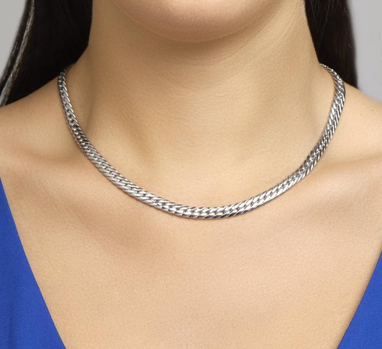 GLAMS - Collier Maille Gourmette 6,0 mm 45 cm - Argent | bol.com