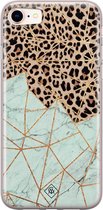 iPhone 8/7 hoesje siliconen - Luipaard marmer mint | Apple iPhone 8 case | TPU backcover transparant