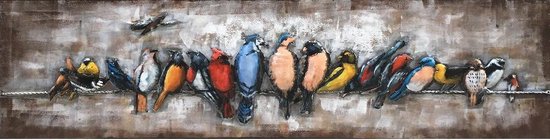 belofte Rust uit Gevoel van schuld 3D Metaalschilderij - Vogels op een lijn - 40 cm hoog | bol.com
