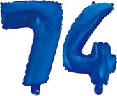 Folieballon 74 jaar blauw 41cm