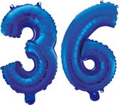 Folieballon 36 jaar blauw 86cm