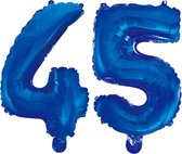 Folieballon 45 jaar blauw 86cm