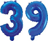 Folieballon 39 jaar blauw 86cm
