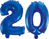 Folieballon 20 jaar blauw 86cm