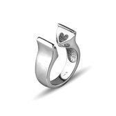 Quiges - 925 Zilver Eligo Ring met onderliggende hartjes voor verwisselbaar 12 mm Vierkant Zirkonia - Maat 17 - NER00117