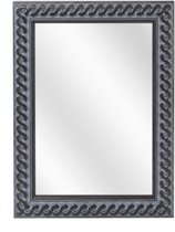 Spiegel met Gevlochten Houten Lijst - Oud Zwart - 30x40 cm