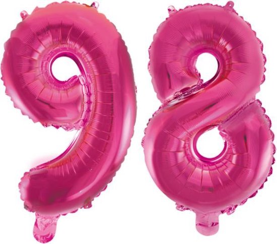 Folieballon 98 jaar roze 86cm