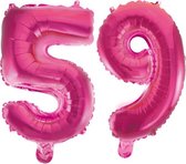 Folieballon 59 jaar roze 86cm