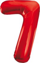 Folieballon 7 jaar rood 86cm