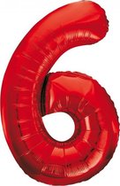 Folieballon 6 jaar rood 86cm