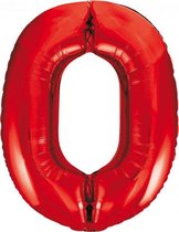 Folieballon 0 jaar rood 86cm