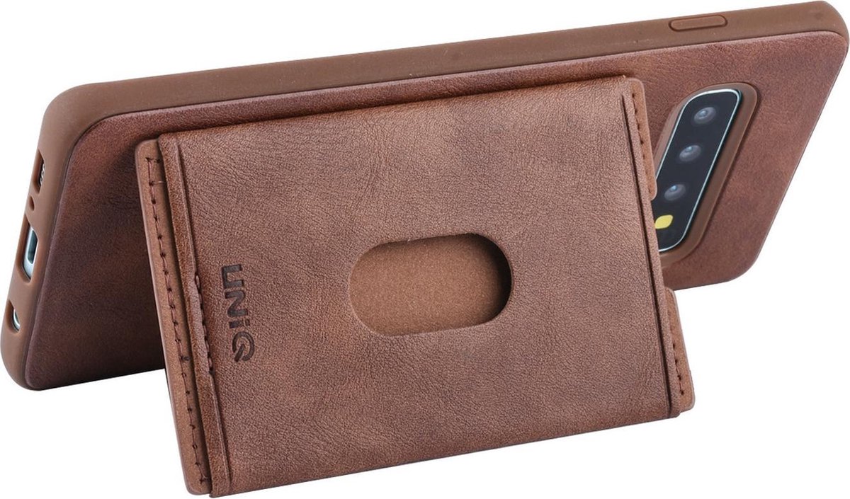 UNIQ Accessory Galaxy S10 Kunstleer Backcover hoesje met portemonnee - Bruin (S10)