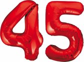 Folieballon 45 jaar rood 86cm