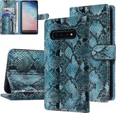 UNIQ Accessory Zwart en Blauw Slangenleer hoesje voor Galaxy S10 Plus - Book Case