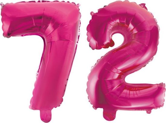 Folieballon 72 jaar roze 86cm