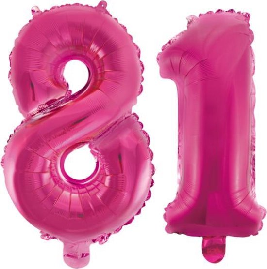 Folieballon 81 jaar roze 41cm