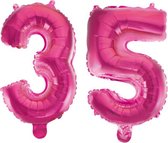 Folieballon 35 jaar roze 41cm