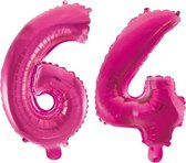 Folieballon 64 jaar roze 41cm
