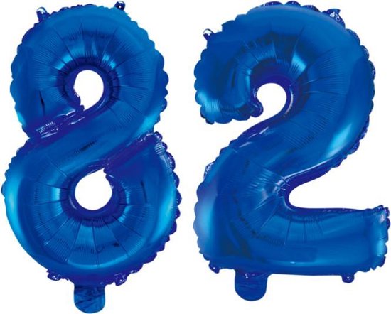 Folieballon 82 jaar blauw 41cm