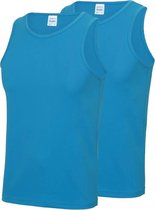 2-Pack Maat S - Sport singlets/hemden blauw voor heren - Hardloopshirts/sportshirts - Sporten/hardlopen/fitness/bodybuilding - Sportkleding top blauw voor mannen