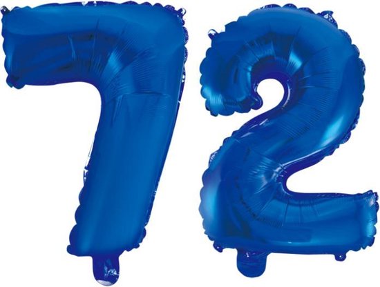 Folieballon 72 jaar blauw 86cm