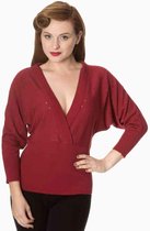 Dancing Days Lange cardigan -L- LUCK HAS IT WRAP FRONT Bordeaux rood