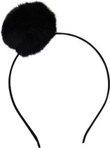 Jessidress Haarband Haar diadeem met zachte pompom - Zwart