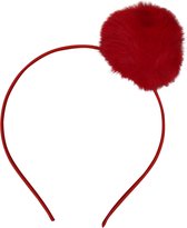 Jessidress Haarband Haar diadeem met zachte pompom - Rood
