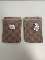 Handdoeken set met geruit patroon (beigè) - set van 2 stuks