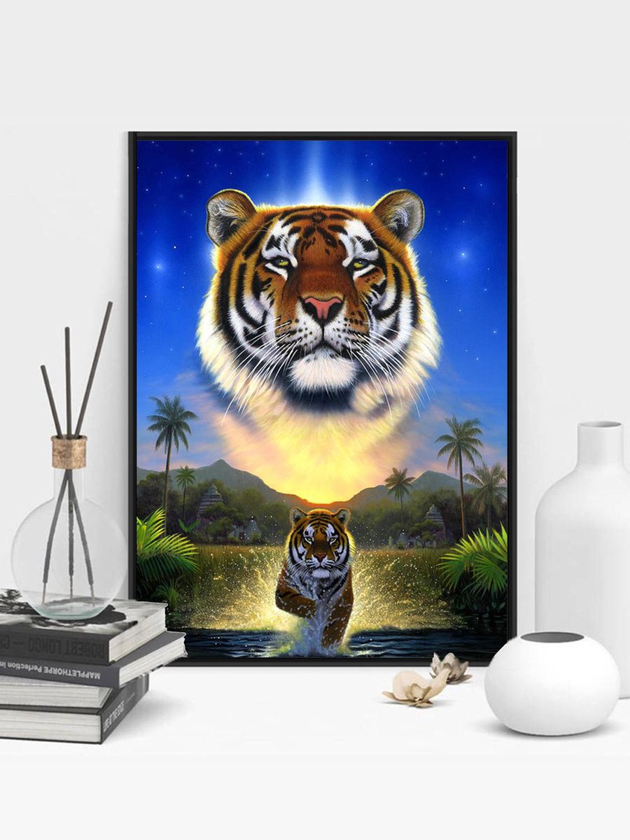 Lion King Tijger Natuur - VIERKANT - 30x40cm - Diamond Painting Volwassenen - Paintd — afbeelding 10