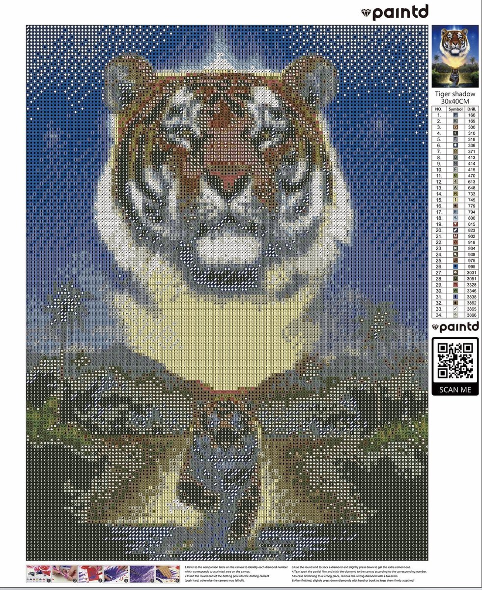Lion King Tijger Natuur - VIERKANT - 30x40cm - Diamond Painting Volwassenen - Paintd — afbeelding 3