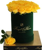 Green velvet Flowerbox - VERSE gele rozen - Geschenk/Cadeau/Gift